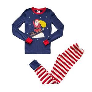Mini Boden Sledding Santa 2-Piece Christmas Pajamas Size 10y